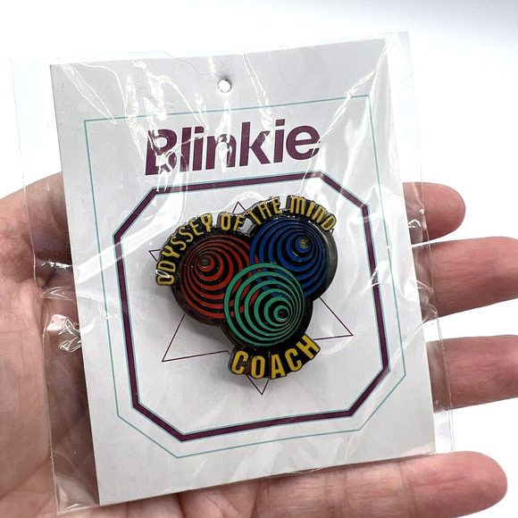 Odyssey of the Mind Coach Blinkie Light Up Pin, OM Coach Pin, NEW IN PACKAGE - Picture 1 of 5